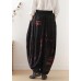 Pants red printed wide leg autumn cotton and linen literary linen harem pants