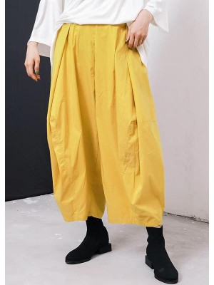 2019 summr yellow women cotton harem pants